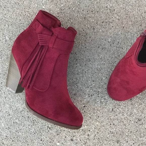 NB Size 10 Boho Burgundy Wine Faux Suede BOOTIE - Picture 2 of 4